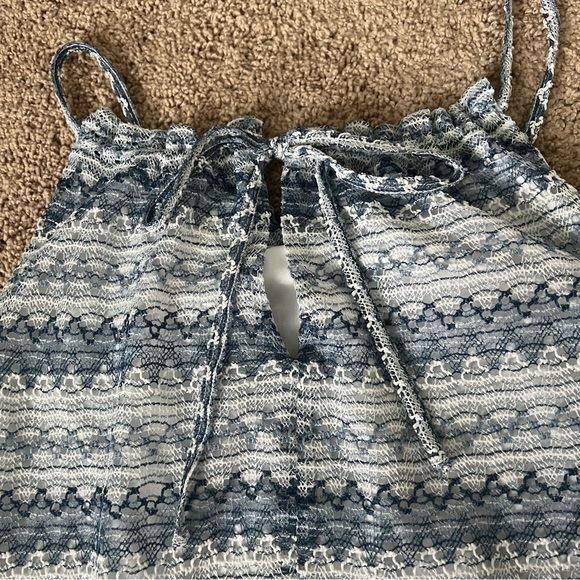 Blue & White Crochet Knee Length Dress w/ Lining | Size XL - Picture 3 of 5